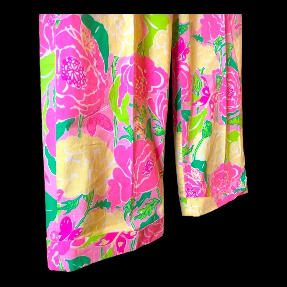 LILLY PULITZER VINTAGE Floral Print Pants - Size 8 - Picture 5 of 7